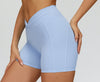 SPARK Twisted High Waist Yoga Shorts in blue side