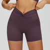 SPARK Twisted High Waist Yoga Shorts in purple-1