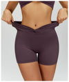 SPARK Twisted High Waist Yoga Shorts in purple-2