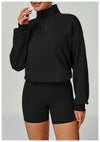 SPARK Women's Fall Winter Half Zip Up Sweatshirt in black set 