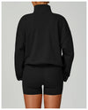 SPARK Women's Fall Winter Half Zip Up Sweatshirt in black set  back