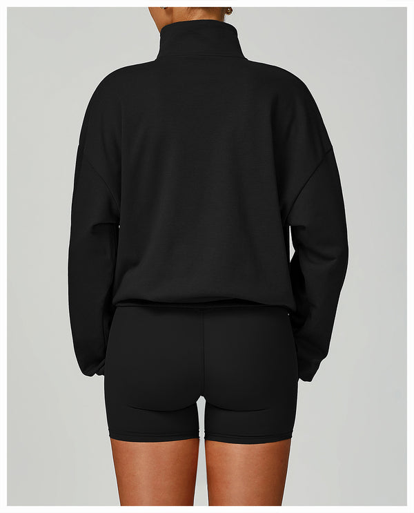 SPARK Women's Fall Winter Half Zip Up Sweatshirt in black set  back