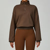 SPARK Women's Fall Winter Half Zip Up Sweatshirt in chocolate