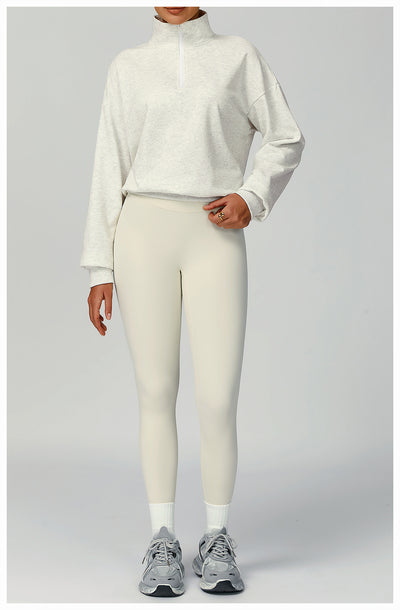 SPARK Women's Fall Winter Half Zip Up Sweatshirt in grey set &leggings