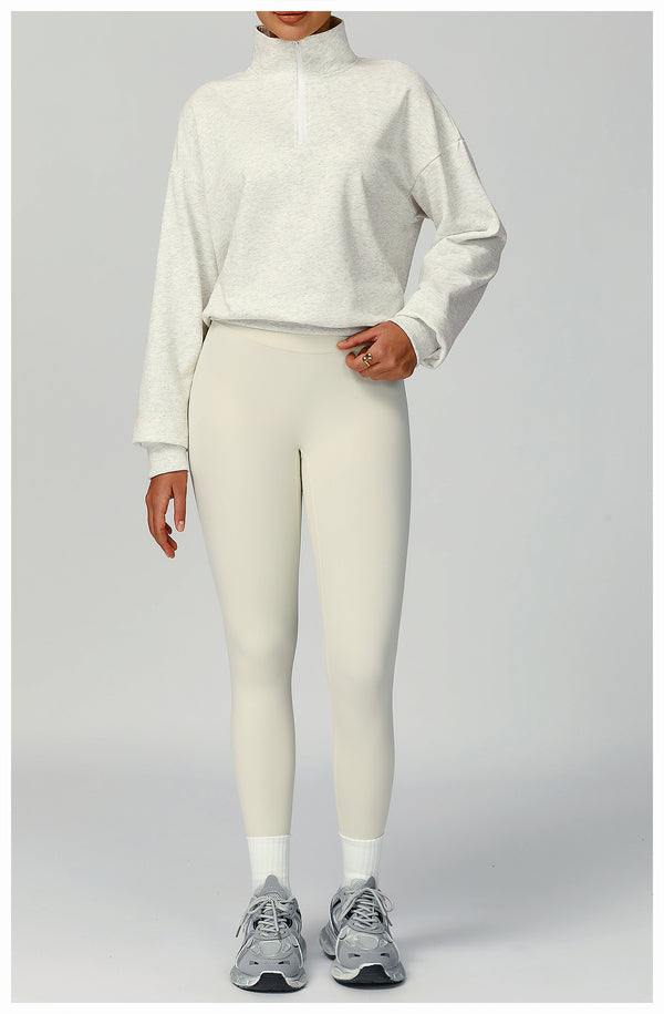 SPARK Women's Fall Winter Half Zip Up Sweatshirt in grey set &leggings