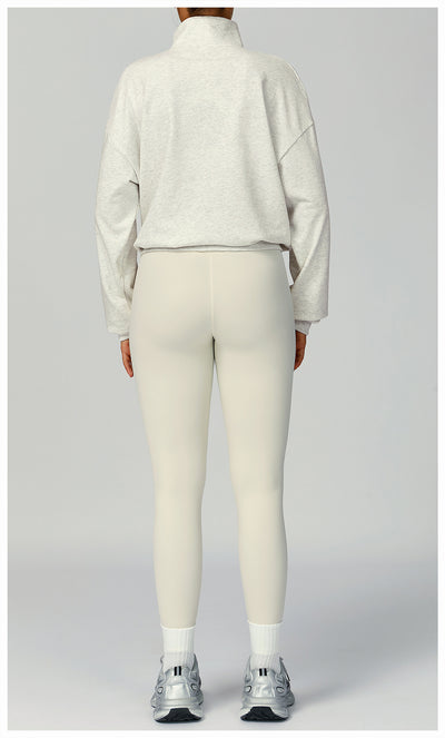 SPARK Women's Fall Winter Half Zip Up Sweatshirt in grey set &leggings back