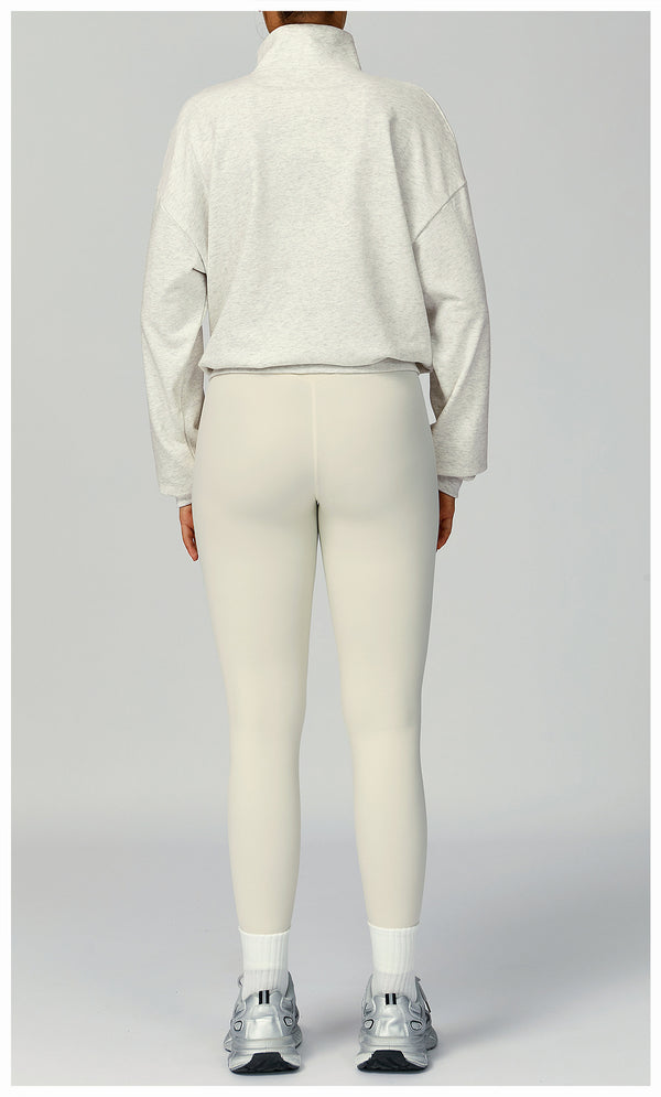 SPARK Women's Fall Winter Half Zip Up Sweatshirt in grey set &leggings back