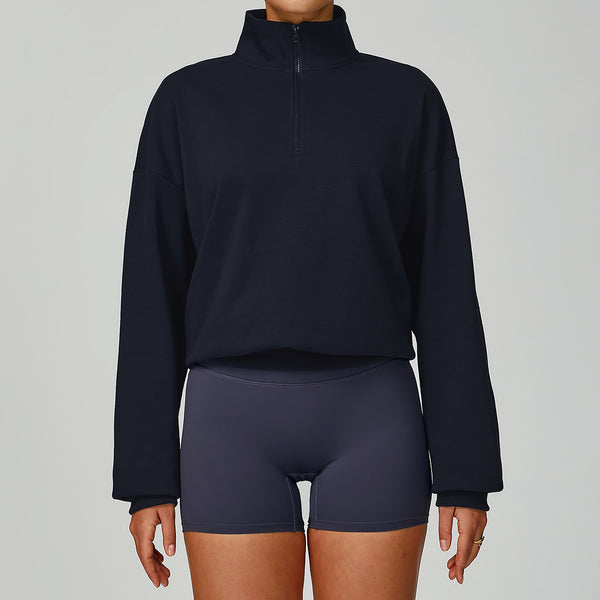 SPARK Women's Fall Winter Half Zip Up Sweatshirt in navy