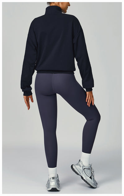 SPARK Women's Fall Winter Half Zip Up Sweatshirt in navy set back