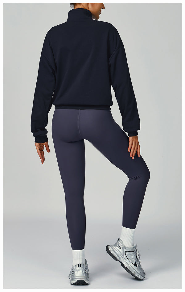 SPARK Women's Fall Winter Half Zip Up Sweatshirt in navy set back