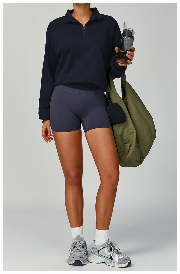 SPARK Women's Fall Winter Half Zip Up Sweatshirt in navy set front