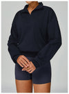 SPARK Women's Fall Winter Half Zip Up Sweatshirt in navy set  &short