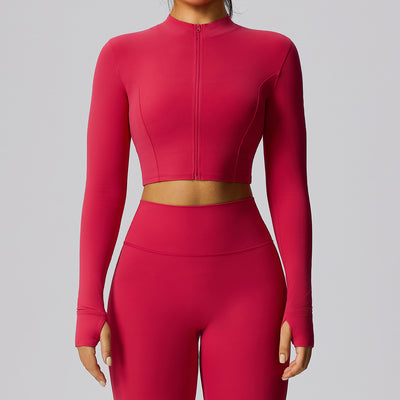 SPARK Women's Fitness Short Jacket Outerwearin berry red