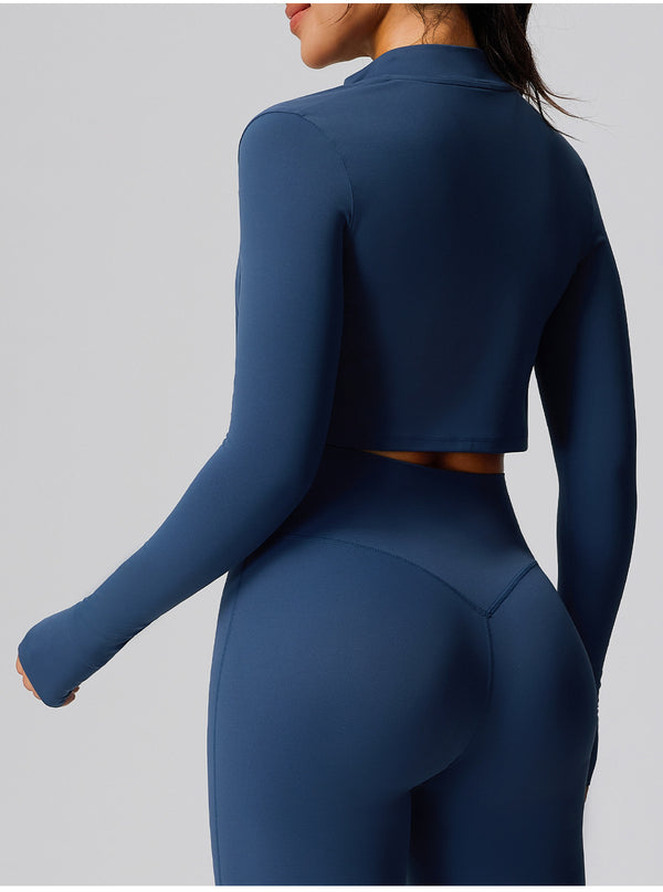 SPARK Women's Fitness Short Jacket Outerwear in blue a set and leggings back