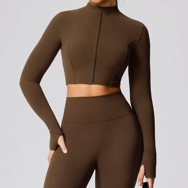 SPARK Women's Fitness Short Jacket Outerwear in brown