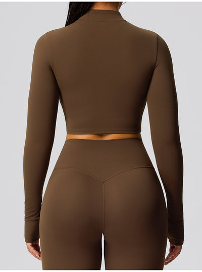 SPARK Women's Fitness Short Jacket Outerwear in brown back top