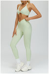 SPARK Women's Twist Halter Neck Yoga Bra in green set leggings