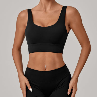 SPARK Women's Wide Hem Tight-fitting Yoga Bra in black