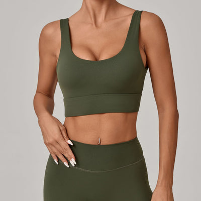 SPARK Women's Wide Hem Tight-fitting Yoga Bra in green