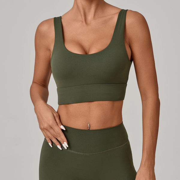 SPARK Women's Wide Hem Tight-fitting Yoga Bra in green