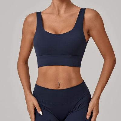 SPARK Women's Wide Hem Tight-fitting Yoga Bra in navy