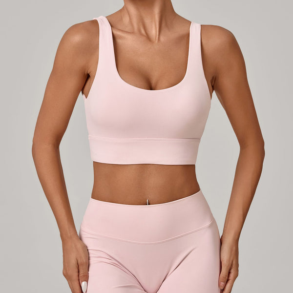 SPARK Women's Wide Hem Tight-fitting Yoga Bra in pink