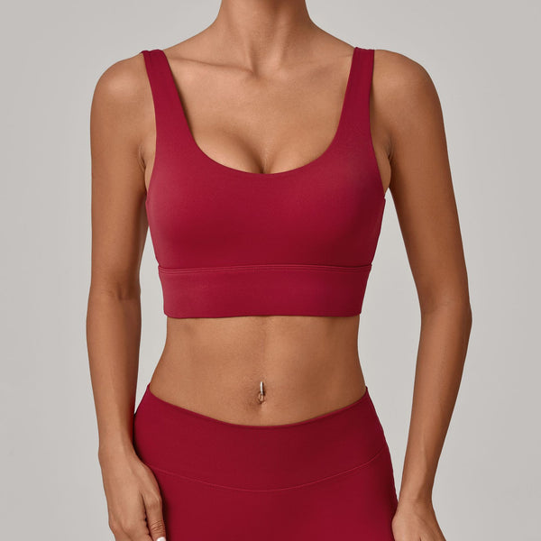 SPARK Women's Wide Hem Tight-fitting Yoga Bra in red