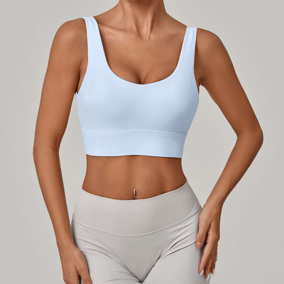 SPARK Women's Wide Hem Tight-fitting Yoga Bra in sky blue