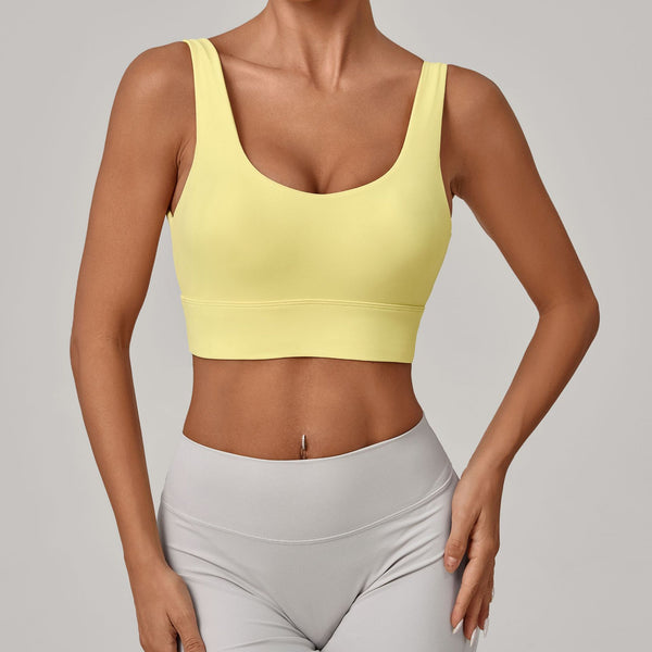 SPARK Women's Wide Hem Tight-fitting Yoga Bra in yellow