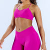 Seamless Cross Back Strap Yoga Bra in Fluorescent pink