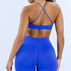 Seamless Cross Back Strap Yoga Bra in Starry Blue back