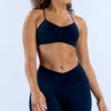 Seamless Cross Back Strap Yoga Bra in black