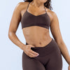 Seamless Cross Back Strap Yoga Bra in brown