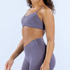 Seamless Cross Back Strap Yoga Bra in mushroom gray side