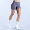 Seamless Cross Waist Hip Lift Yoga Shorts in fluorescent in mushroom gray