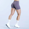 Seamless Cross Waist Hip Lift Yoga Shorts in fluorescent in mushroom gray back