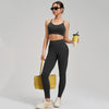 Seamless Sand Washed Yoga Two-piece Set in black