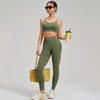 Seamless Sand Washed Yoga Two-piece Set in green