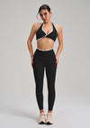 Seamless Twist Knot Halter Neck Bra&Leggings Yoga Two-piece Set in black
