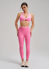 Seamless Twist Knot Halter Neck Bra&Leggings Yoga Two-piece Set in pink