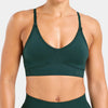 Self-adjusting seamless yoga bra in green