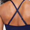 Self-adjusting seamless yoga bra in navy back