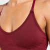 Self-adjusting seamless yoga bra in red side