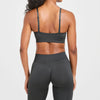 Self-adjusting seamless yoga bra & leggings in gray set back