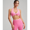 Twist Knot Halter Neck Sports Bra in pink