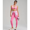Twist Knot Halter Neck Sports Bra in pink set