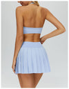 Ultimate Naked Feeling Fake Two-Piece Pleated Tennis Skirt  in blue set back