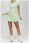Ultimate Naked Feeling Fake Two-Piece Pleated Tennis Skirt  in green set 