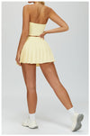 Ultimate Naked Feeling Fake Two-Piece Pleated Tennis Skirt  in yellow back