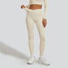 Women Cross Over High Waist Tummy Control Workout Leggings-Cream
